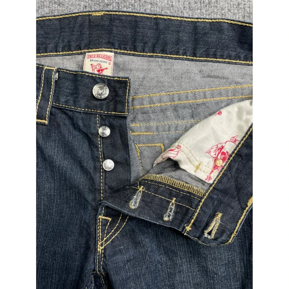 True Religion Slim Section Jeans Mens 36 Blue Dark Wash Straight Made‎ in USA
